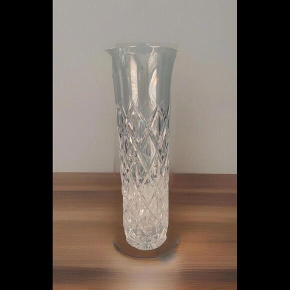 Atlantis Crystal Flower Vase 10.5" Tall ATL14 Collection Vintage MCM Tube - Picture 1 of 15